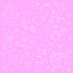 seamless pattern with random doodle icons 