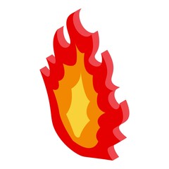 Burn fire flame icon. Isometric of burn fire flame vector icon for web design isolated on white background