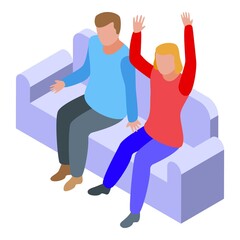 Family holiday tv watch icon. Isometric of family holiday tv watch vector icon for web design isolated on white background