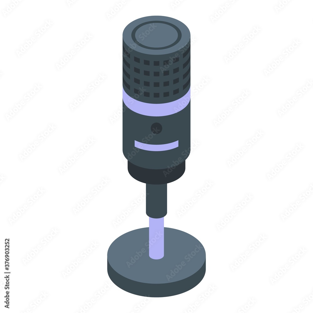 Poster podcast microphone icon. isometric of podcast microphone vector icon for web design isolated on whit