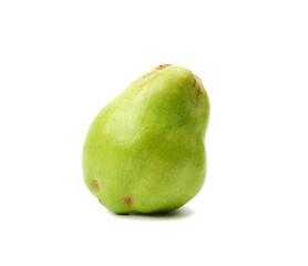whole green quince fruit isolated on white background