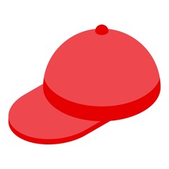 Red golf cap icon. Isometric of red golf cap vector icon for web design isolated on white background
