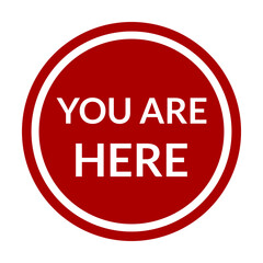 You're Here Round Location Pointer Icon. Vector Image.