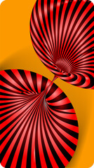 Black and red abstract dotted spiral background. Screen vector design for mobile app