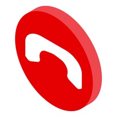 Reject video call icon. Isometric of reject video call vector icon for web design isolated on white background