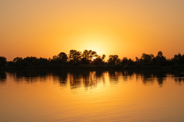 Beautiful sunset on the river.