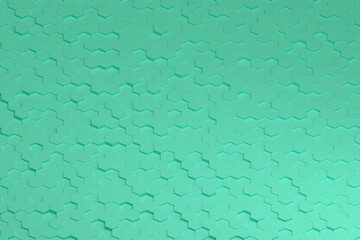 Green hexagons pattern. 3d illustration.