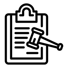 Certificate gavel approved icon. Outline certificate gavel approved vector icon for web design isolated on white background