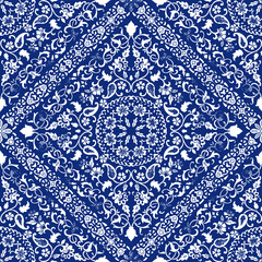 Ethnic pattern or bandana print in indian style. Indian floral paisley medallion pattern. Ethnic Mandala ornament. Can be used for textile, greeting card.