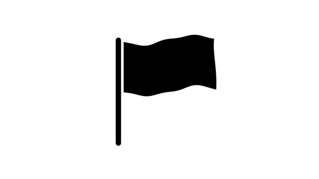 flag with stick animated cartoon icon animation with optional luma matte. 4k video