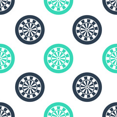 Green Classic darts board with twenty black and white sectors icon isolated seamless pattern on white background. Dart board sign. Dartboard sign. Game concept. Vector.