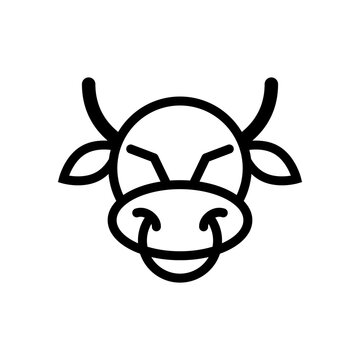 The head of a cow or bull. Simple outline icon. Vector isolated on a white background.