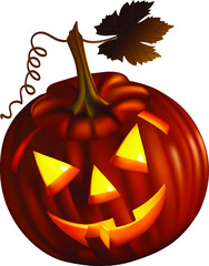 Halloween Hand Drawn pumpkin on white background