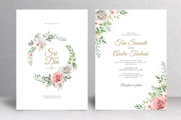 Fototapeta na wymiar Wedding invitation floral wreath design