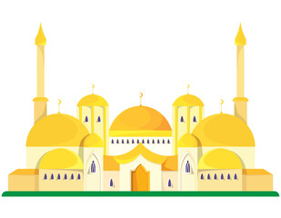 Big mosque in cartoon style. Beautiful object of architecture.