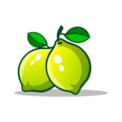 Fresh lemon fruits, vector draawing lemon illustration.