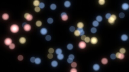 Colorful particles bokeh background. Defocused particles background. 3D rendering image