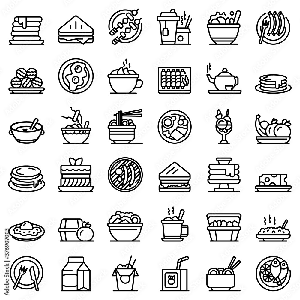 Aufkleber lunch icons set. outline set of lunch vector icons for web design isolated on white background