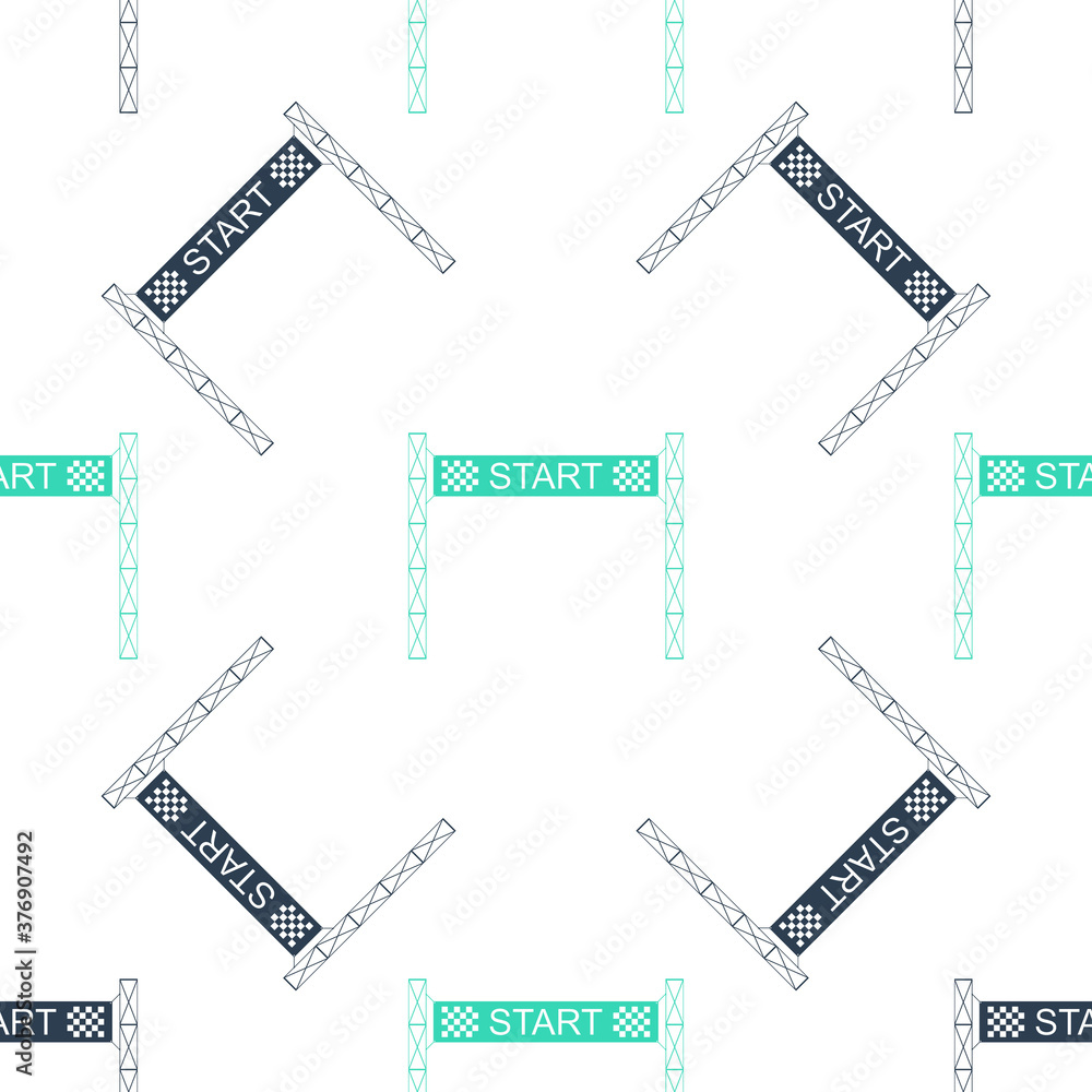 Poster green starting line icon isolated seamless pattern on white background. start symbol. vector.