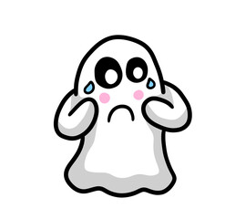 Adorable Stylized Sad Crying Ghost