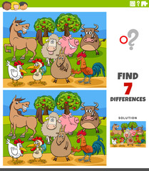 differences educational game with farm animal characters