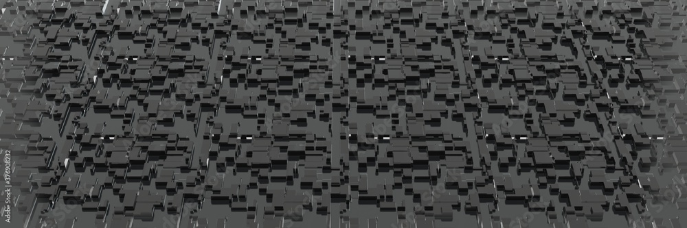 Poster abstract geometric digital dark blocks background 3d rendering
