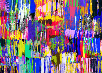 Abstract multicolor dynamic background with creative splashes and shabby brush strokes effect.