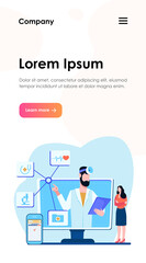 Doctor consultation online. Physician, analysis, prescription flat vector illustration. Medicine and healthcare concept for banner, website design or landing web page