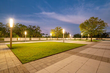 City garden with lights photo at twilight