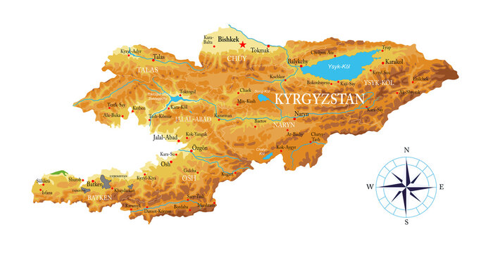 Kyrgyzstan physical map