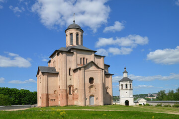 Fototapeta na wymiar Church of Michael Archangel on the Pier (Svirskaya Church, 1180-1197). Smolensk city, Smolensk Oblast, Russia.