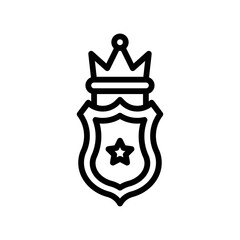 administrative related crown or king hat on police badge vector in lineal style,