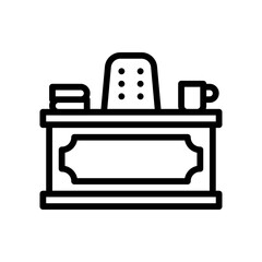 administrative related prime minister chair with table, books, and tea cup vector in lineal style,