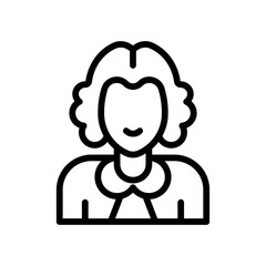 administrative related judge character with uniform and wig vector in lineal style,