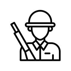 administrative related army boy character with uniform and cap vector in lineal style