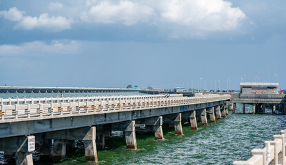 Fototapeta na wymiar Photo of the Skyway Fishing Pier Terra Ceia Aquatic Preserve Florida USA