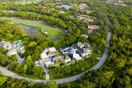 Aerial image of Michael Jordans house mansion Jupiter Florida USA