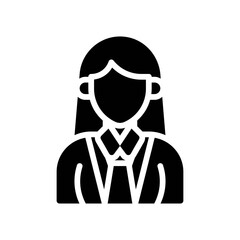 administrative related girl with office dress and tie vector in solid design,