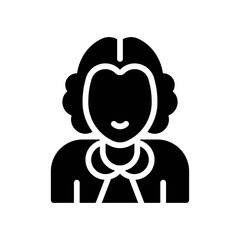 administrative related judge character with uniform and wig vector in solid design,