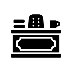 administrative related prime minister chair with table, books, and tea cup vector in solid design,