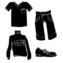 Naklejka premium Clothes icon set, vector collection of fashion