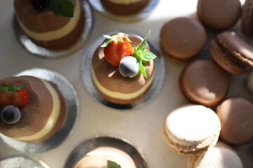 Colorful makarons. Pastel colors. Background	