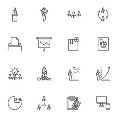 Business people line icons set, outline vector symbol collection, linear style pictogram pack. Signs, logo illustration. Set includes icons as presentation, recruitment, teamwork, business startup