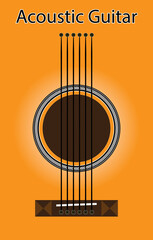 vector illustration with acoustic guitar hole space for text.
