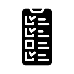 reviews on phone screen glyph icon vector illustration