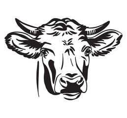 Abstract contour portrait of the bull vector