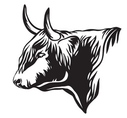Abstract vector portrait of bull in profile