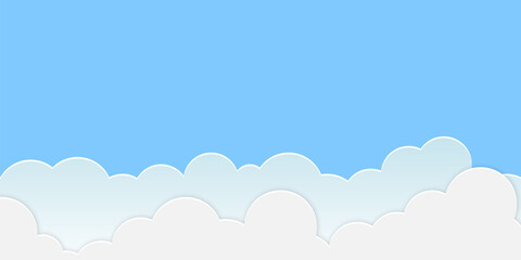 Sky with clouds. Blue sky with white clouds. Background. Vector illustration