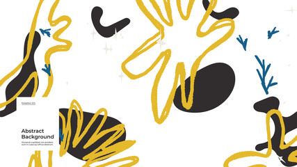 Abstract background illustration. Colorful lines, spots, dots and paint strokes. Decorative wallpaper, backdrop. Hand drawn texture, decor elements and shapes. Eps10 vector.