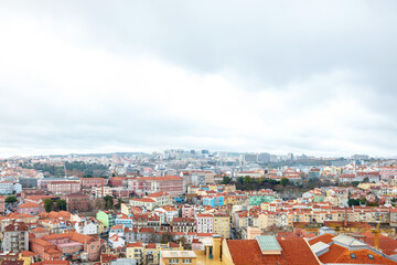 Naklejka na ściany i meble Street view of downtown in Lisbon, Portugal, Europe